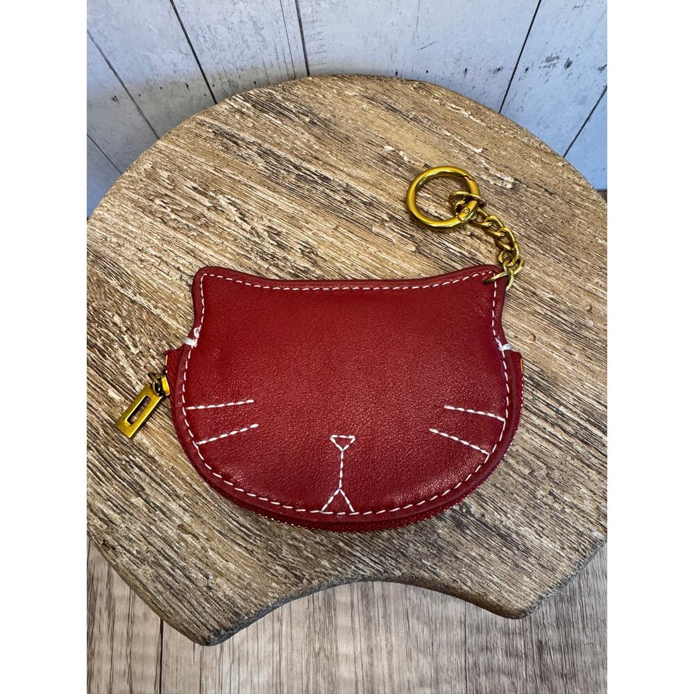 Vegan Leather Coin Bag Red Cat Purse Bag Wallet Red Wallet FAST SHIP